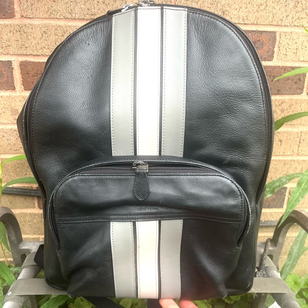Coach Black and Gray Backpack with Racing Stripes